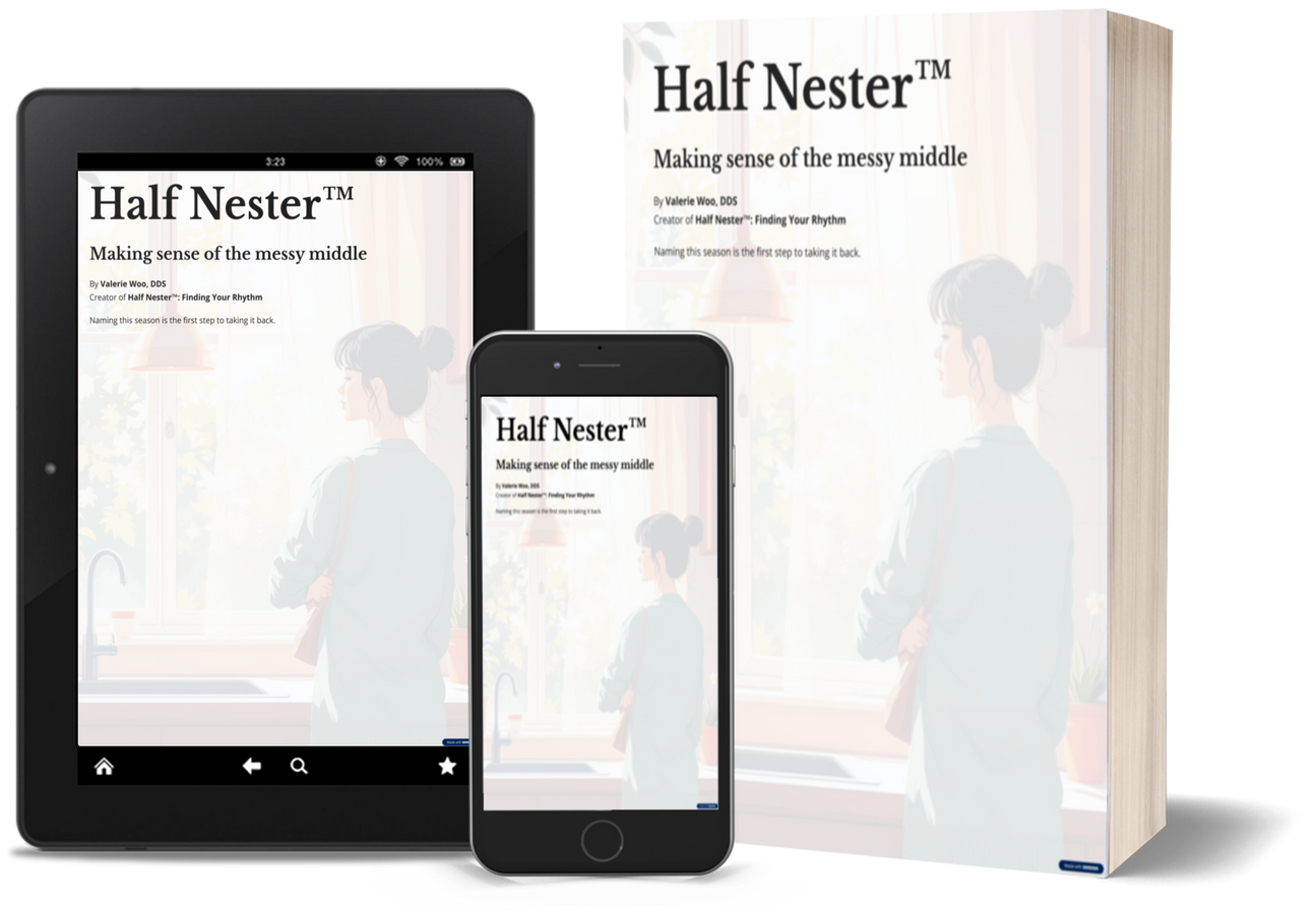 Tablet, phone, and book with Half Nester guides