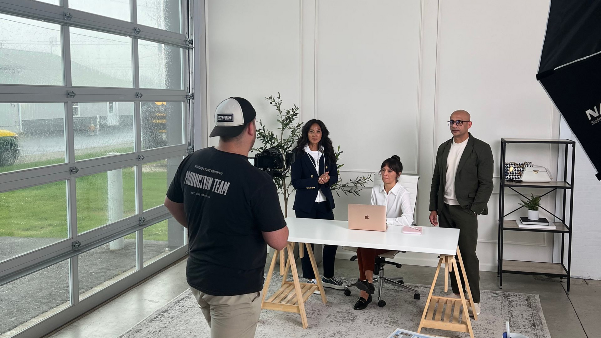 Behind the scenes of a Half Nester video shoot with the production team