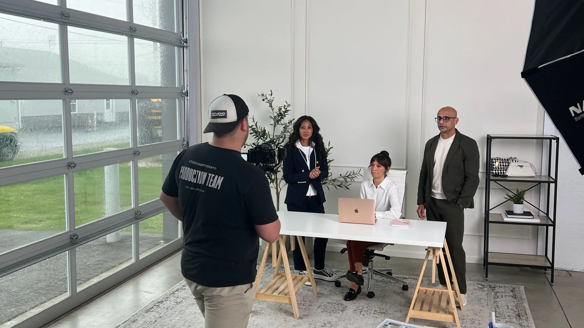 Behind the scenes of a Half Nester video shoot with the production team